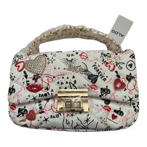 Aldo Lovesonggx Embellished Crossbody Bag Playful Love Theme Purse Multicolor